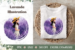 Watercolor Lavanda Illustration, Cartoon Flowers Sublimation Product Image 1