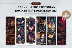 Dark Gothic Victorian Bookshelf Bookmark Set,Antique Library Product Image 1