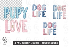 Puppy Love Dog Life Typography Pet Quotes Clipart Product Image 1