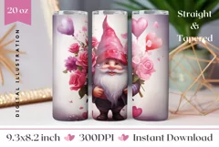 Valentines Tumbler Wrap Design PNG, Cute Gnome Tumbler PNG Product Image 1