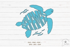 Bahamas Word Art in a sea turtle shape SVG Cut File Product Image 2