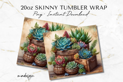 Succulent 20oz Skinny Tumbler Wrap PNG Product Image 2