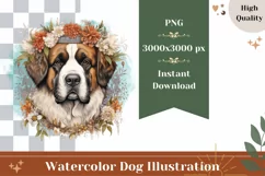 Watercolor Saint Bernard Dog Illustration, Dog Sublimation Product Image 1