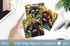 Summer Dog Square Coasters, Cane Corso Square Coasters PNG Product Image 1