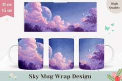 Pixel Art Mug Wrap, Sunset Sky Mug Design, Space Mug PNG Product Image 1