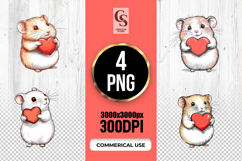 Cute Hamster Holding Heart Clipart Sublimation PNG Product Image 1