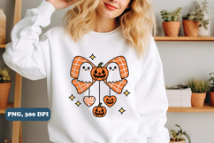 Fall Coquette Bow PNG, Retro Ghost Bow png Product Image 1