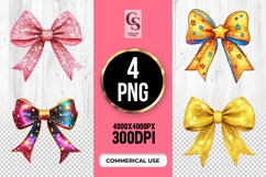 Glitter Ribbon Bow Clipart Sublimation PNG Product Image 1