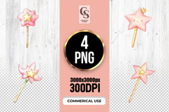 Kawaii Star Magic Wand Clipart Sublimation PNG Product Image 1