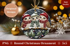 Knitted Christmas Owl Ornament PNG, Merry Christmas Ornament Product Image 1