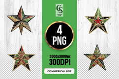 Tribal Star Ornament Clipart Sublimation PNG Product Image 1