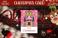 Pink Christmas Nutcracker Greeting Card, Christmas Card Product Image 1