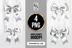 Silver Ribbon Bow Clipart Sublimation PNG Product Image 1