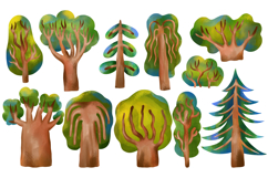 Hand Drawn Forest Trees and Green Plants Product Image 1