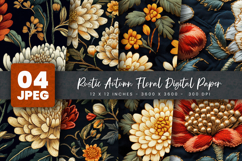 Rustic Autumn Floral Digital Paper Product Image 1