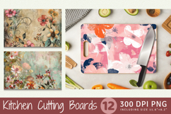Mixed Media Floral Cutting Boards sublimation Design Product Image 1