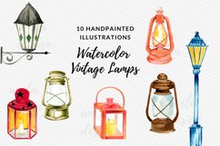 Vintage Lanterns, Victorian Clipart, Watercolor Lanterns Product Image 1
