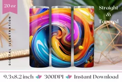 Liquid Paint Tumbler Wrap, Fluid Art Tumbler Sublimation Product Image 1