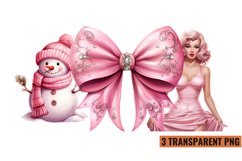 Watercolor Vintage Pin Up Christmas Girl Clipart , PNG Product Image 1