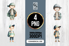 Cute School Boys with Backpacks Clipart Sublimation PNG Product Image 1