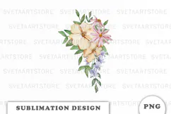 Watercolor Flowers Bouquet png Product Image 1