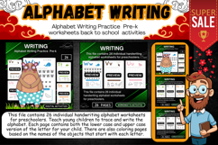 Alphabet Writing Practice worksheets for kids activities Product Image 1