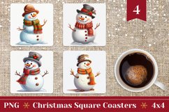 Christmas Square Coaster Design, Christmas Snowman Coasters Product Image 1
