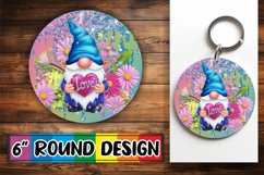 Whimsical Round Keychain Sublimation PNG, Valentines Product Image 1