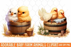 Adorable Baby Farm Animals clipart, Watercolor Clipart Product Image 1