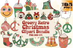 Groovy Retro Christmas Clipart Bundle 185 Product Image 1