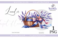 Bouquet of lavender in a basket with an American flag Product Image 1