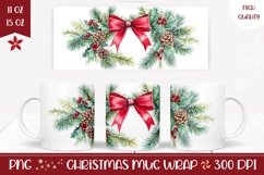 Christmas Tree Branch Mug Design, Ribbon Mug Wrap Product Image 1