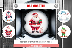 Car Coaster Pastel Christmas Characters Product Image 1