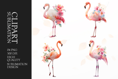 Watercolor pink flamingo clipart sublimation png Product Image 1