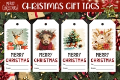Cartoon Christmas Animals Gift Tags, Christmas Gift Tags Product Image 1