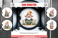 Patchwork Gnomes Car Coaster Product Image 1