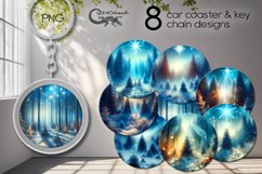 Christmas landscape | 8 Car coaster &amp; key chain sublimation Product Image 1