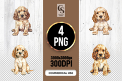 Cute Cocker Spaniel Puppy Watercolor Clipart Sublimation PNG Product Image 1