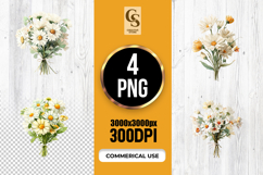 White &amp; Yellow Daisy Bouquet Watercolor PNG Product Image 1