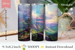 Christian Cross Tumbler Design, Cross Sublimation Tumbler Product Image 1