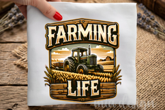 Farming Life PNG, Vintage Tractor &amp; Wheat Sublimation Design Product Image 1