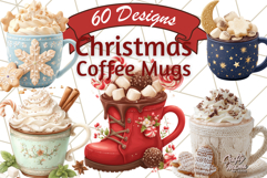 Christmas Coffee Mugs Clipart 60 PNG Festive Cups Product Image 1