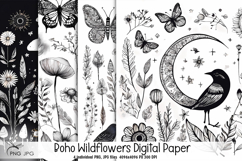 Boho Wildflowers Digital Paper Product Image 1