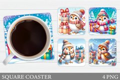 Christmas Bird Coaster Sublimation. Christmas Coaster Design Product Image 1