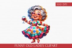 Funny Old Ladies Clipart, Watercolor Old Woman sublimation Product Image 1