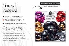 Disco Ball Festive Lips Clipart ,New Year celebration Product Image 2