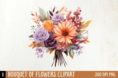 Wedding Flowers Bouquet Clipart, Watercolor Clipart Product Image 1