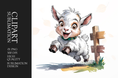 Grumpy Sheep watercolor clipart sublimation Product Image 1
