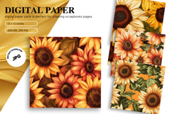 Sunflower Background Wallpaper Digital Paper Wall Art Product Image 1