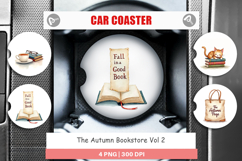 Car Coaster Cozy Autumn Bookstore Product Image 1